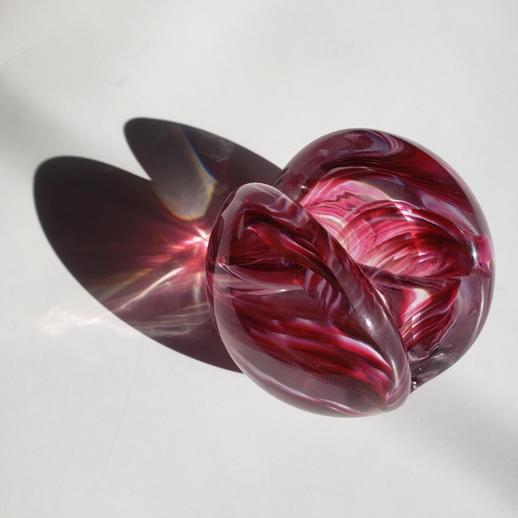 Swirl Granberry  Blown Glass Paper Weight Note Holder GES 11 EPC # - Picture 3 of 13